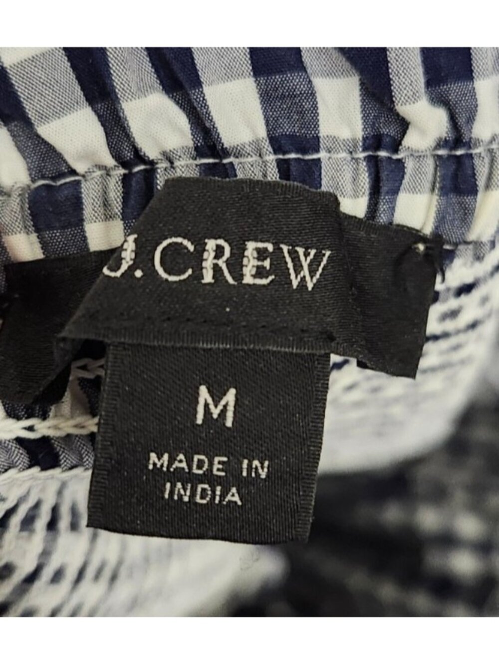 J.Crew Re-Imagined Gingham Smocked Midi Dress Navy White Check Sundress Size M - Picture 6 of 11